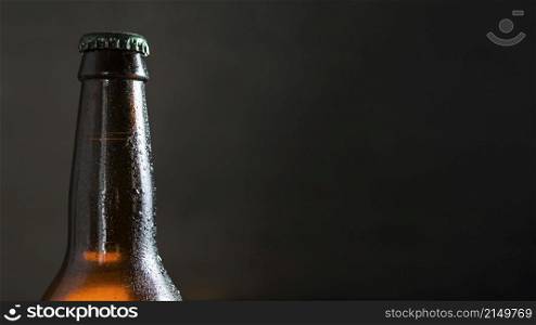 front view beer glass bottle with copy space