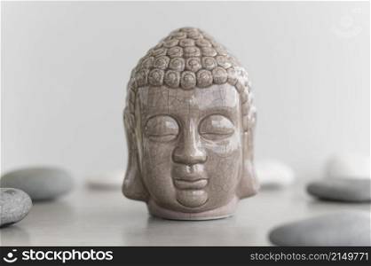 front view buddha head statue
