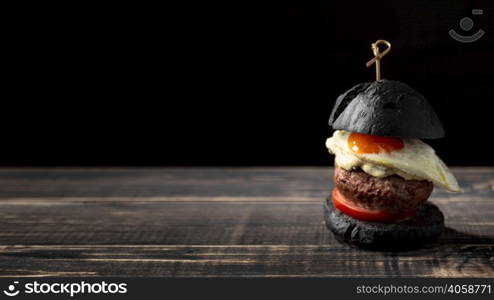 front view burger with egg copy space