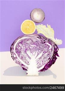 front view cabbage with onion