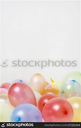front view colorful balloons with copy space