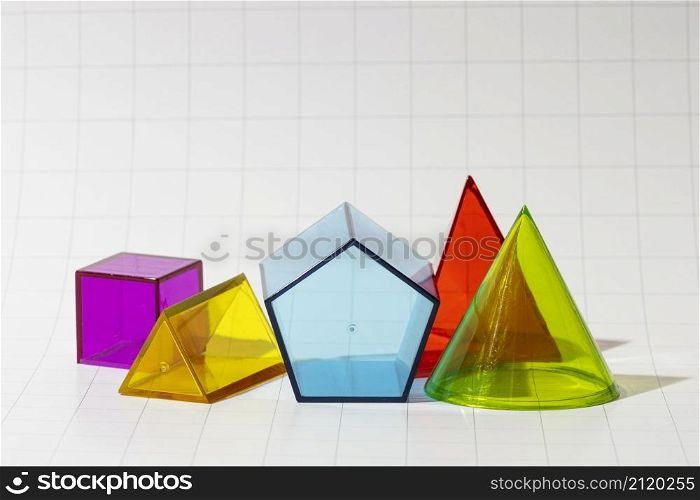 front view colorful geometric forms