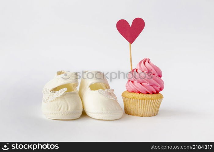 front view cute little baby girl cupcake