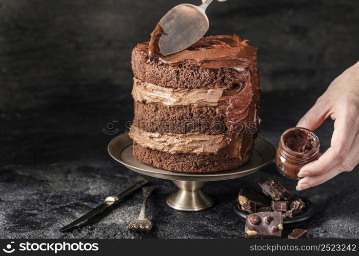 front view delicious chocolate cake concept 10