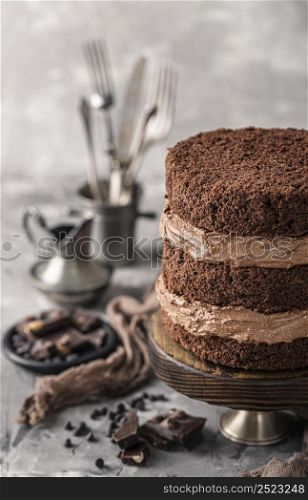 front view delicious chocolate cake concept 15