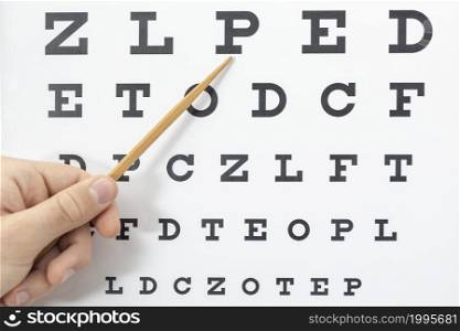 front view eye test with letters