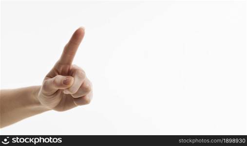 front view hand pointing finger. Resolution and high quality beautiful photo. front view hand pointing finger. High quality beautiful photo concept