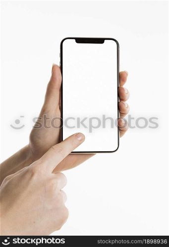 front view hands using smartphone. Resolution and high quality beautiful photo. front view hands using smartphone. High quality beautiful photo concept