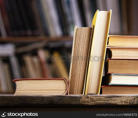 front view hardback books library with copy space. High resolution photo. front view hardback books library with copy space. High quality photo