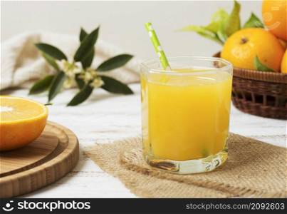 front view healthy homemade orange juice