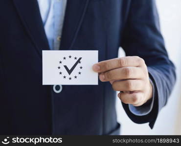 front view man holding ballot. Resolution and high quality beautiful photo. front view man holding ballot. High quality beautiful photo concept