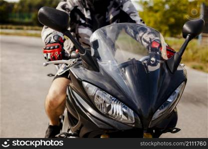 front view motorbike with biker