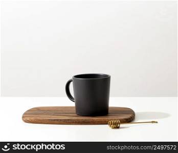 front view mug with spoon copy space