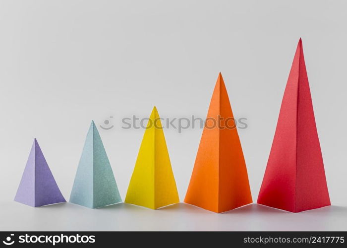 front view multicolored growth cones