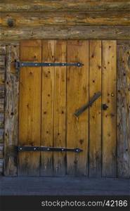 Front view of a door of a hut in Sudtirol