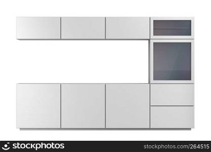 Front view of an empty tv cabinet for living room, isolated on white background