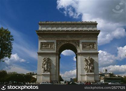 Front view of Arc De Triomphe, Paris, France