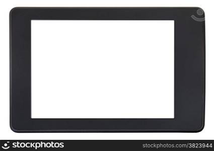 front view of book reader with cut out screen isolated on white background