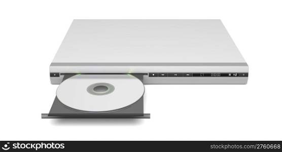 Front view of disc player with open tray