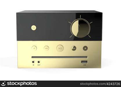 Front view of golden mini audio system