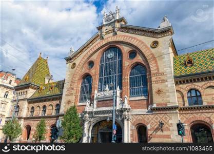 Front view of Great Market Hall Budapest, the largest and oldest indoor market in Budapest, Hungary,. Front view of Great Market Hall in Budapest, Hungary,