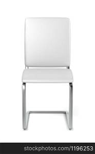 Front view of modern leather dining chair on white background