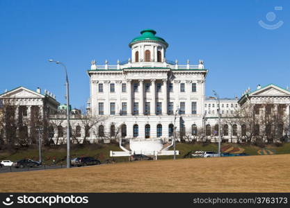 front view of Pashkov House is Neoclassical mansion in Moscow, it was erected in 1784-1786