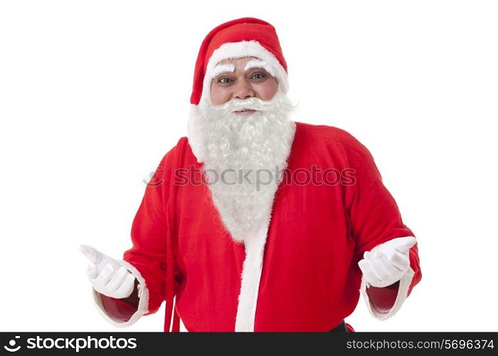 Front view of Santa Claus over white background