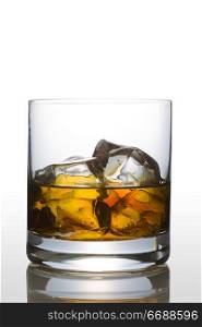 Front view of scotch glass on white background