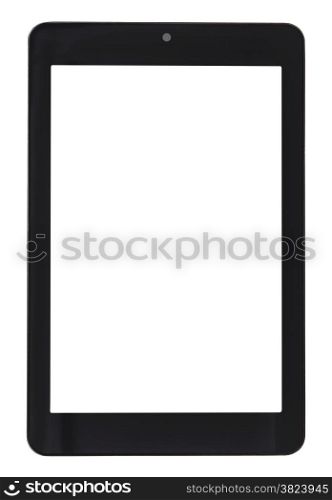 front view of tablet pc with cut out screen isolated on white background