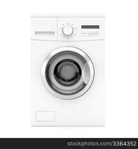 Front view of washing machine on white background. 3d image.