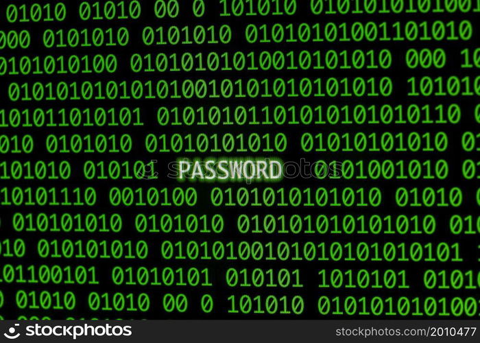front view password with binary code
