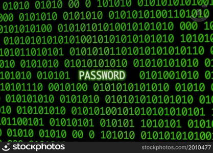 front view password with binary code