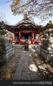 front view path towards japanese temple