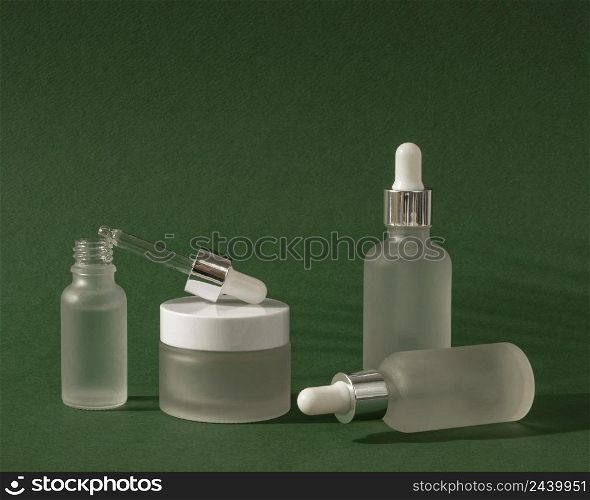 front view skin oil droppers face cream recipients assortment