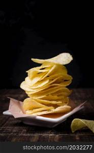 front view stack potato chips