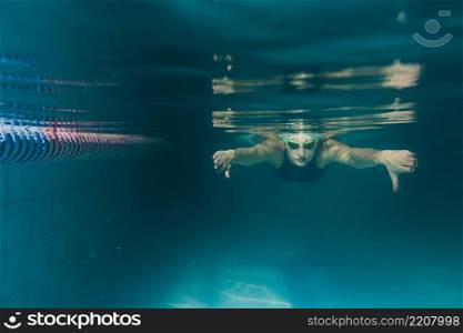 front view swimmer diving