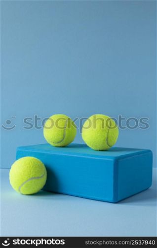 front view tennis balls shape with copy space