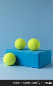 front view tennis balls shape with copy space