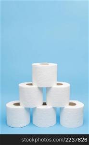front view toilet paper rolls stacked pyramid shape