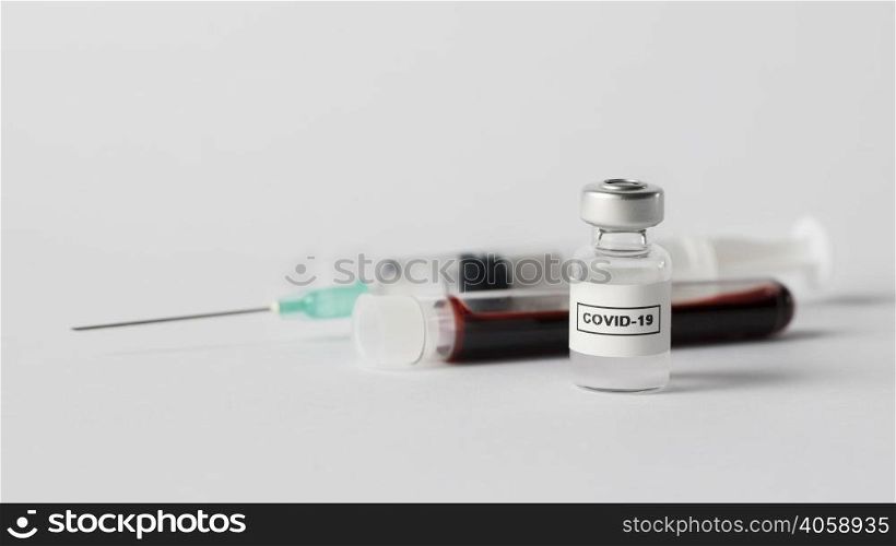 front view vaccine elements blood sample