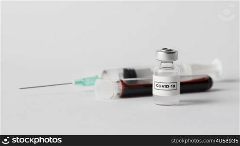 front view vaccine elements blood sample