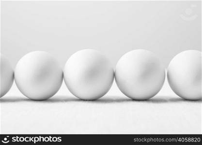 front view white eggs table