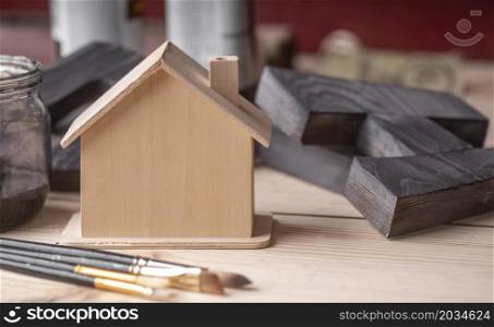 front view wooden miniature house
