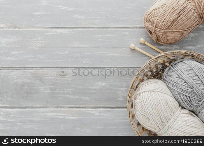 front view yarn basket with copy space. High resolution photo. front view yarn basket with copy space. High quality photo