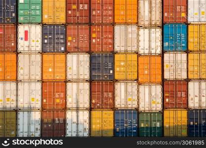 frontal view of a Stack of containers
