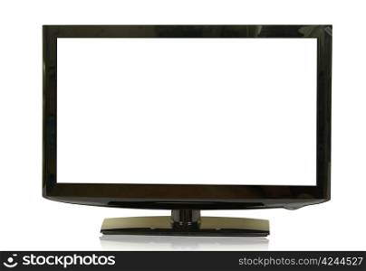 frontal view of widescreen lcd monitor isolated on white
