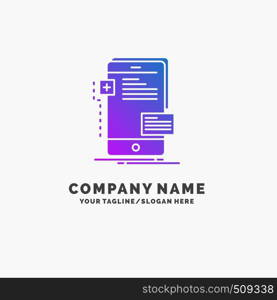 frontend, interface, mobile, phone, developer Purple Business Logo Template. Place for Tagline.. Vector EPS10 Abstract Template background