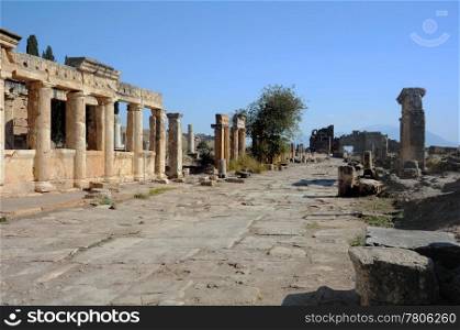 Frontinus street with the latrine on the left in ancient Hierapolis