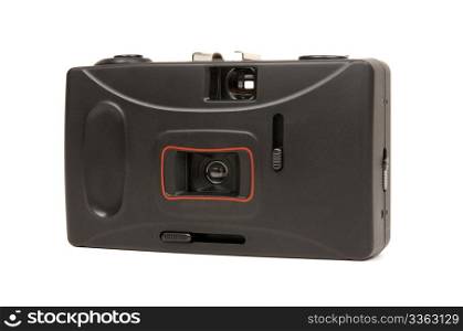 Frontside of a disposable camera isolated on white background.
